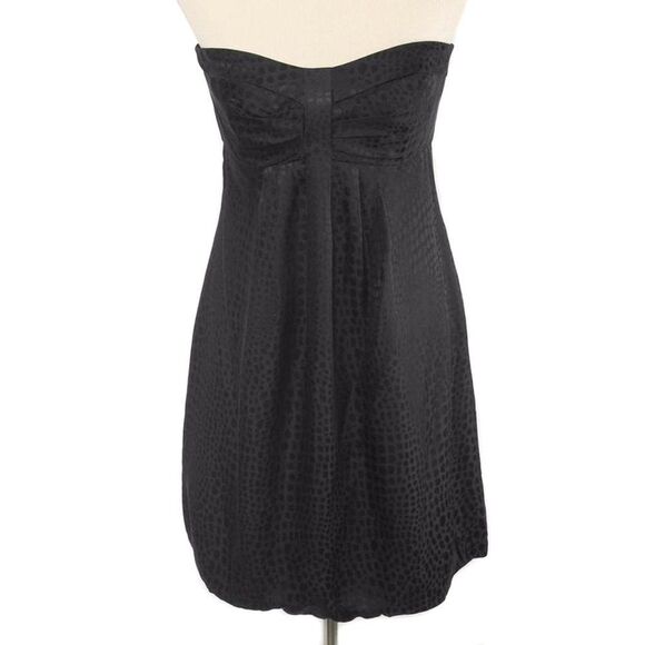 WHITE HOUSE BLACK MARKET Black Silk Dot Pattern Strapless Bubble Dress Size 4 - Picture 1 of 5